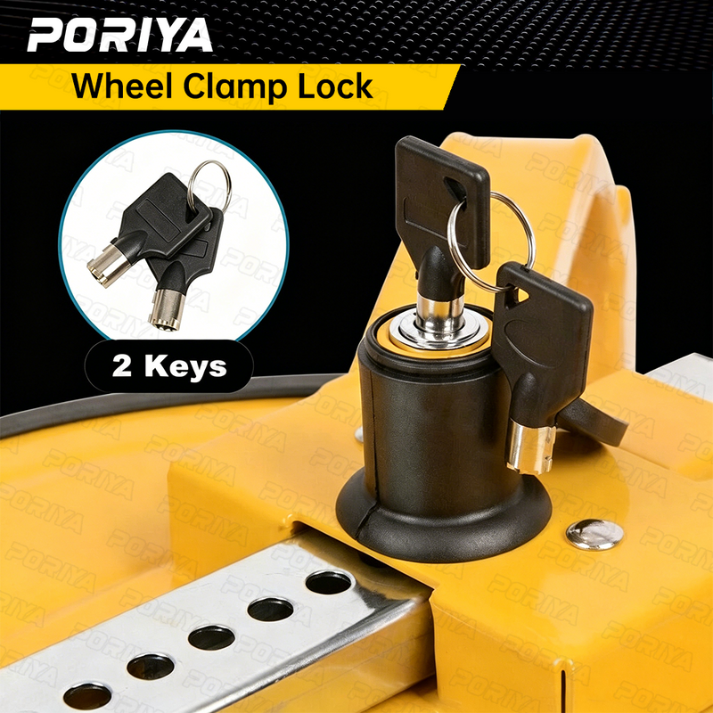 Load image into Gallery viewer, PORIYA Wheel Lock Clamp Car Caravan Trailer Security Keys Heavy Duty 13''-15''

