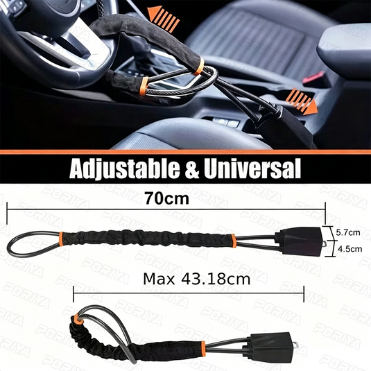 PORIYA Seat Belt Lock Steering Wheel Lock Car Security Anti-Theft Device With 3 Keys AU