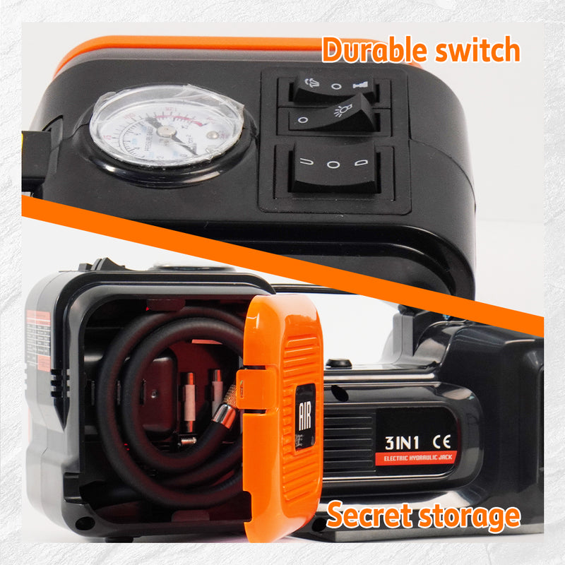 Load image into Gallery viewer, PORIYA  Electric Hydraulic Floor Jack 5Ton car 12V w/Impact Wrench Inflator Pump
