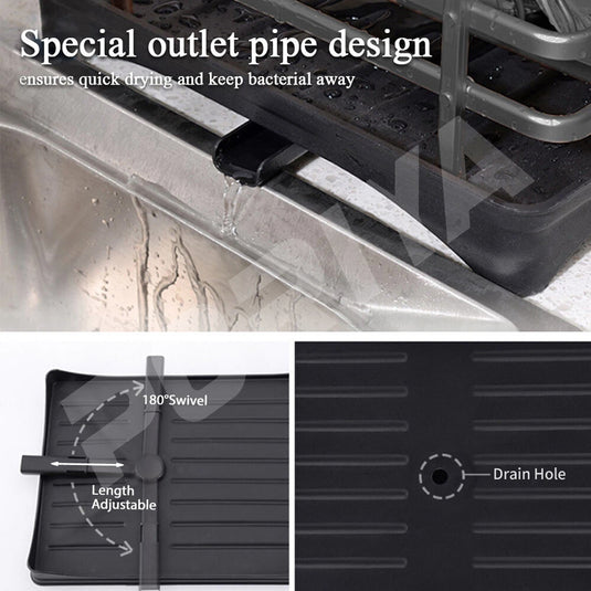 PORIYA Large Capacity Dish Drainer Carbon Steel Dish Drying Rack Drainboard Dish Rack