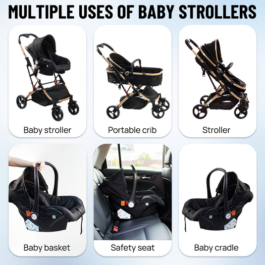 PORIYA Baby Pram Stroller Car Seat 3 in1 Foldable Kid Bassinet Newborn Travel Pushchair