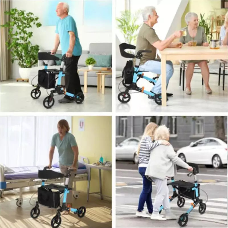 Load image into Gallery viewer, Rollator Walker Aluminium Foldable Walking Frame Mobility Aid Rollator 4 Wheels
