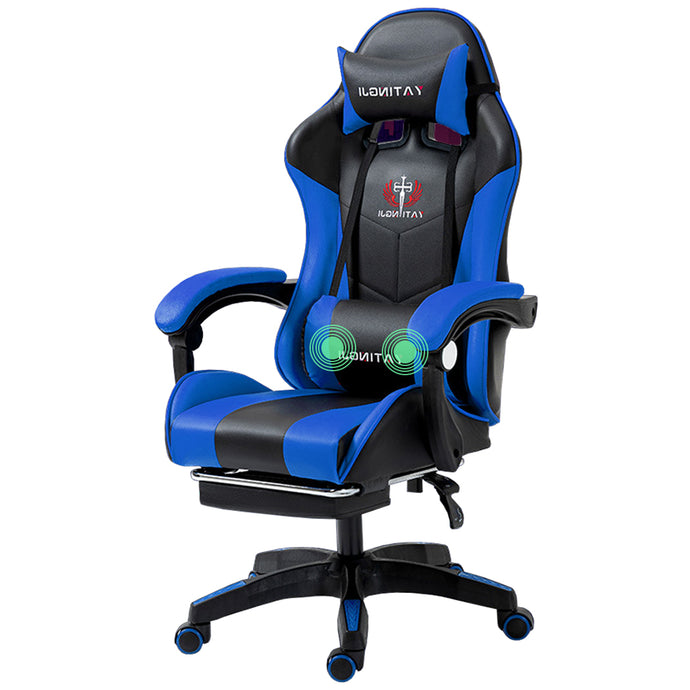 PORIYA Gaming Office Chairs 2-Points Massage Racing RGB LED Leather w/ Footrest