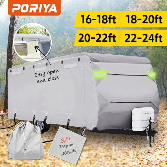 PORIYA 16-24ft Caravan Cover 4 Layer Campervan UV Resistant Waterproof With Bag