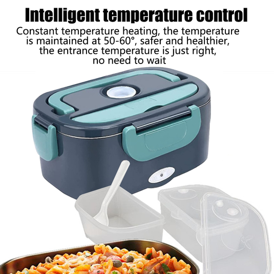 PORIYA 2 in1 Home Car Electric Lunch Box Stainless Steel Food Heating Bento Box