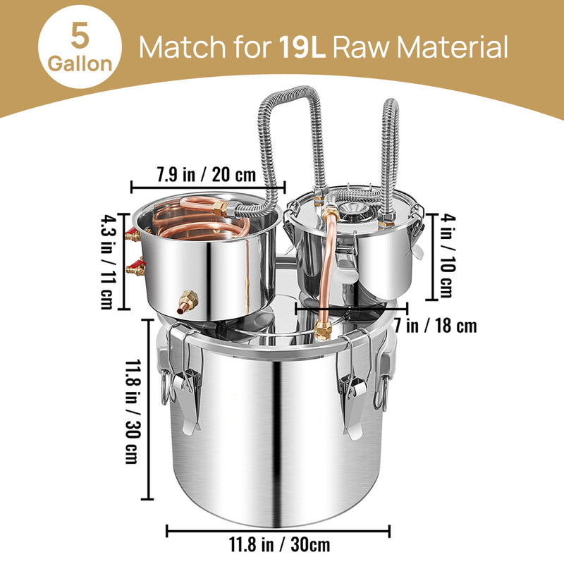 Load image into Gallery viewer, PORIYA Alcohol Distiler 12/19/30/50L Water Wine Brew Copper Coil Moonshinestill w/ Pump
