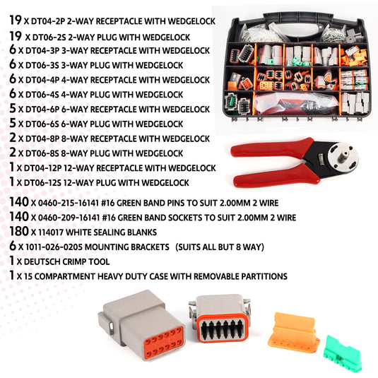 PORIYA 1800PC Deutsch DT Connector Plug Kit With Genuine Deutsch Crimp Tool Auto Marine