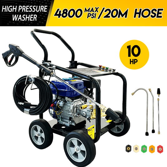 PORIYA 4800 Psi High Pressure Water Cleaner Electric Washer Gurney 10Hp Petrol 20M Hose