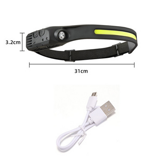 PORIYA Waterproof COB LED Motion Sensor Head Torch Headlight USB Rechargeable Headlamp