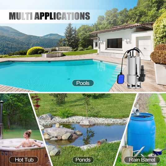 PORIYA 1800W / 750W Submersible Dirty Water Pump Sump Flooding Pond Clean Swimming Pool