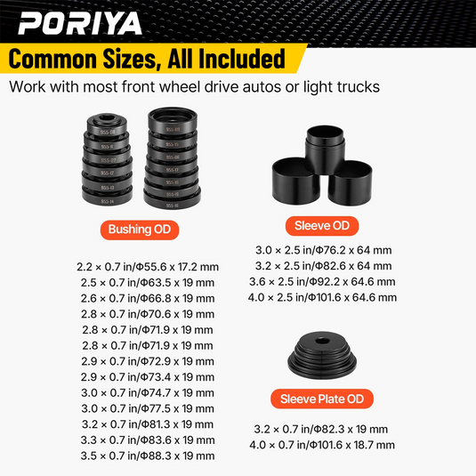 PORIYA 23PCS Front Wheel Drive Bearing Removal Adapter Puller Pulley Tool Kit w/ Case