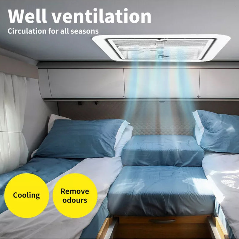 Load image into Gallery viewer, PORIYA Caravan Roof Vent 12V Fan RV Shower Hatch 355x355mm Flyscreen Motor Home
