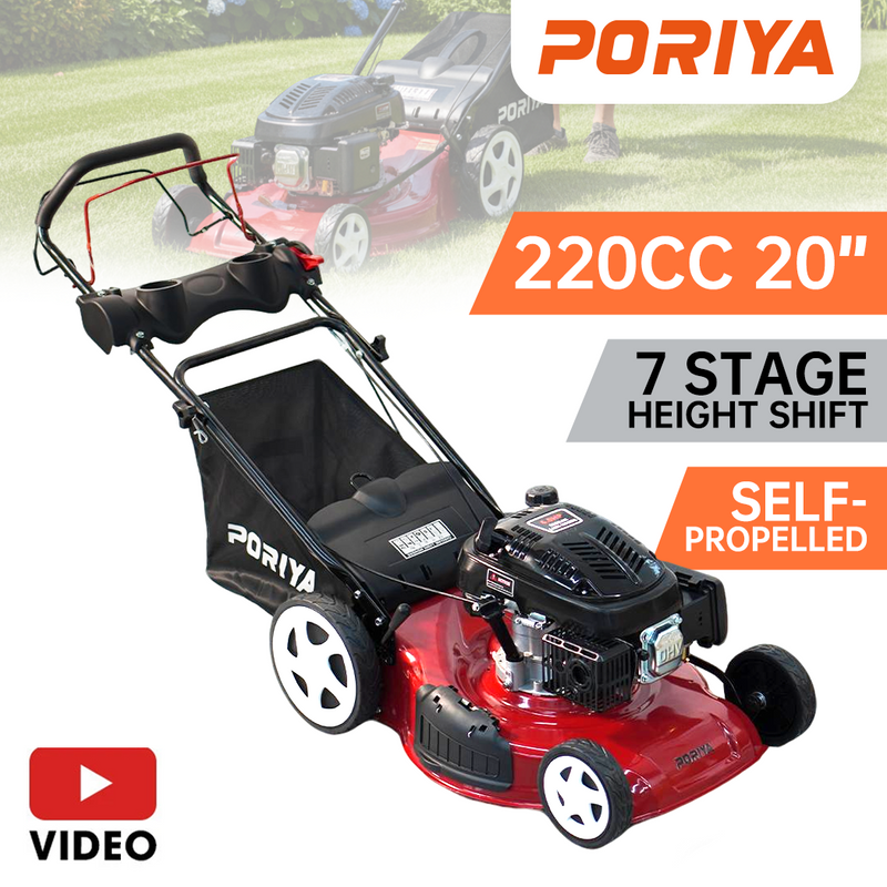 Load image into Gallery viewer, PORIYA 20" Self-Propelled Lawn Mower 220cc 4-Stroke Engine oil Push Lawnmower
