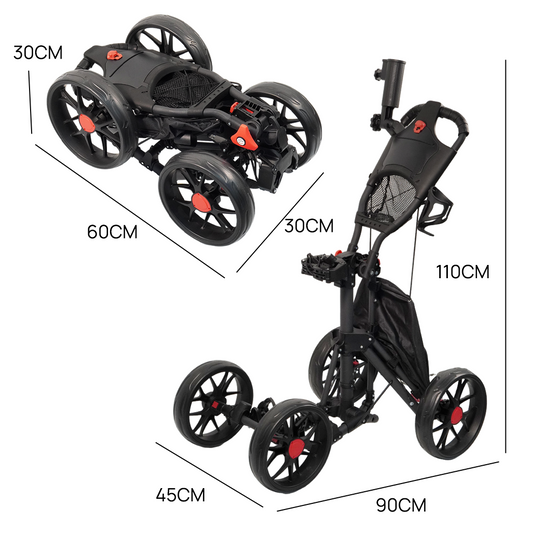 PORIYA Golf Buggy Foldable Trolley Golf Cart Wheels Umbrella Bottle Holder