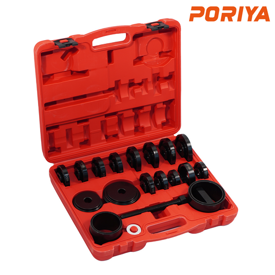 PORIYA 23PCS Front Wheel Drive Bearing Removal Adapter Puller Pulley Tool Kit w/ Case