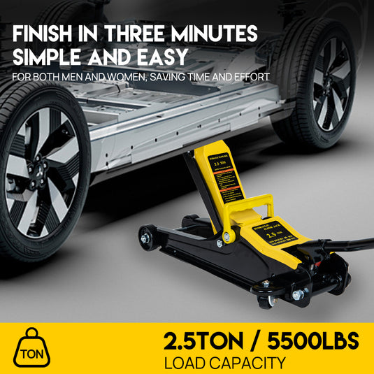 PORIYA Low Profile Floor Jack 2.5 Ton Heavy Steel Single Piston Hydraulic Pump