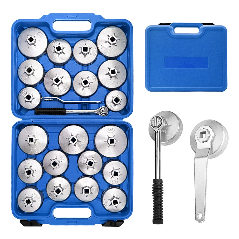 Load image into Gallery viewer, PORIYA 23-Piece Aluminium Oil Filter Wrench cup Removal Socket Remover Tool Set Kit

