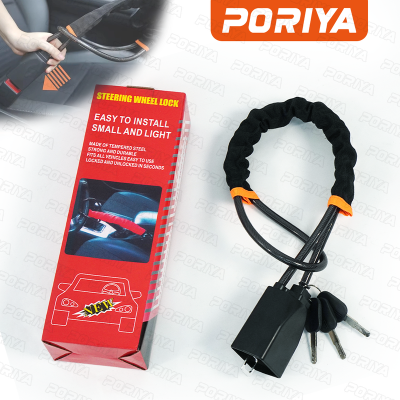 Load image into Gallery viewer, PORIYA Seat Belt Lock Steering Wheel Lock Car Security Anti-Theft Device With 3 Keys AU
