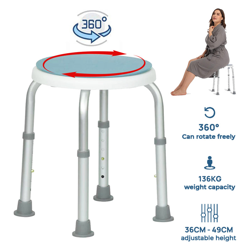 Load image into Gallery viewer, Adjustable Bath Shower Stool Height Adjustable Chair Seat Rotating Swivel Round
