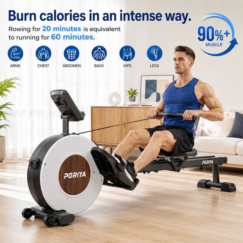 Load image into Gallery viewer, PORIYA Magnetic Rowing Machine 16 Levels of Quiet Resistance Workout Fullbody
