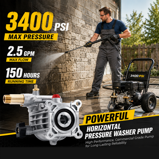PORIYA Pressure Washer Pump Power Washer Pump 19 mm Horizontal 3400 PSI 2.5 GPM