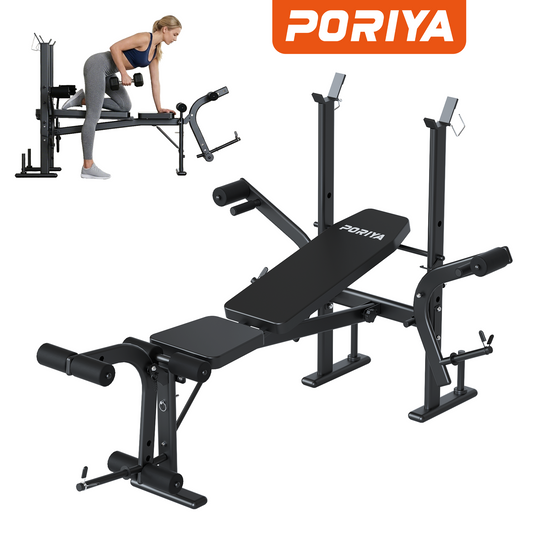 PORIYA Weight Bench Fitness Bench Adjustable Bench Press 8-In-1 Gym Equipment