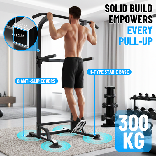 PORIYA Foldable Power Tower Chin Up Station Push Pull Up Bar Knee Raise Weight Dip Gym