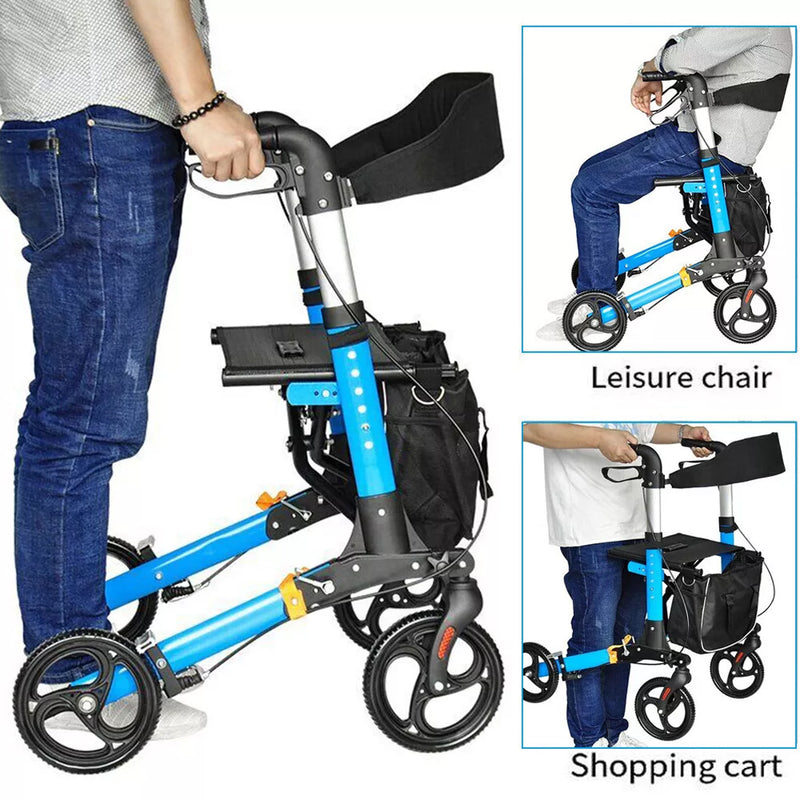 Load image into Gallery viewer, Rollator Walker Aluminium Foldable Walking Frame Mobility Aid Rollator 4 Wheels
