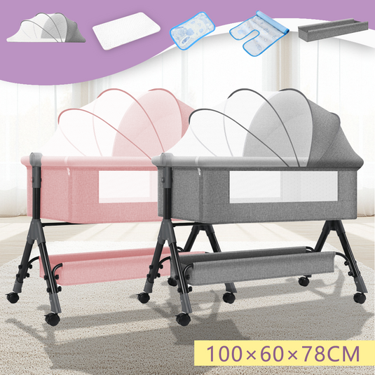 PORIYA Baby Cots Foldable Newborn Co-Sleeper Bed Baby Bassinet Bedside Sleep Cradle