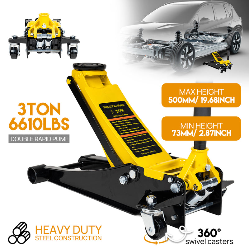 Load image into Gallery viewer, PORIYA Super Low Profile Floor Jack 3-Ton Hydraulic Trolley Quick Lift Dual Pump
