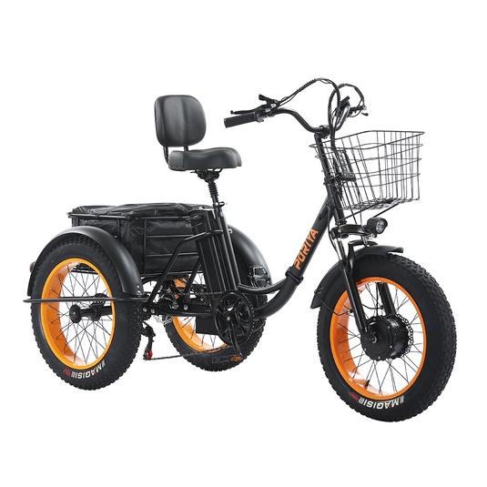 PORIYA 20" Foldable Electric Tricycle 1500W Fat Tire 3 Wheel Bike 55km/h E-Trike 60km