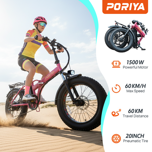 Electric Bicycle Ebike 48V 1500W Mountain Bike 10.4Ah Li-Ion Battery 20'' Tyres