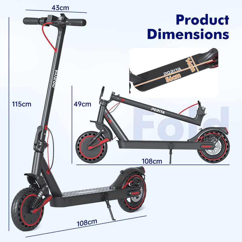 Load image into Gallery viewer, PORIYA Portable Electric Scooter 900W 40KM/H 50KM Foldable E Bike w/ Shock Absorption
