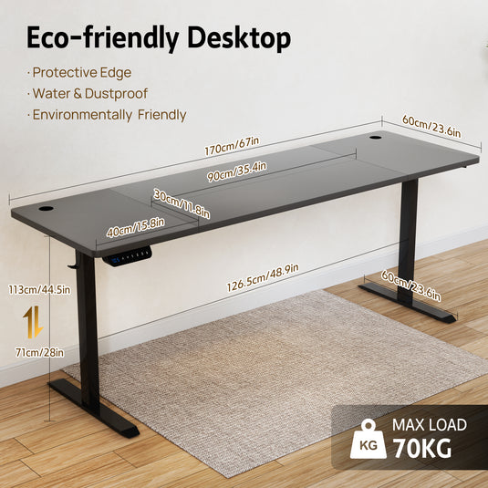 PORIYA 1.7M Electric Standing Desk Height Adjustable Home Office Computer Working Desk