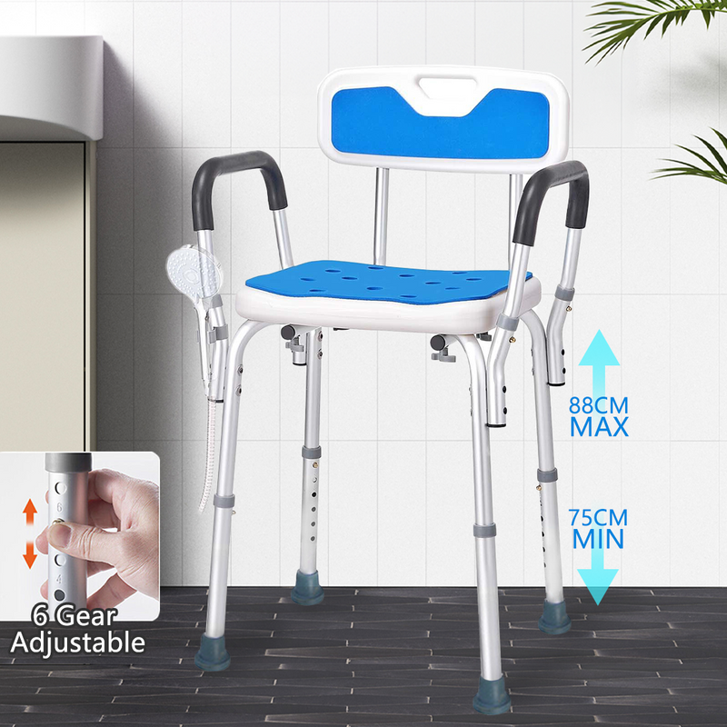 Load image into Gallery viewer, Shower Chair Bath Bench Arms Back for Inside Tub Adjustable Height 400lbs
