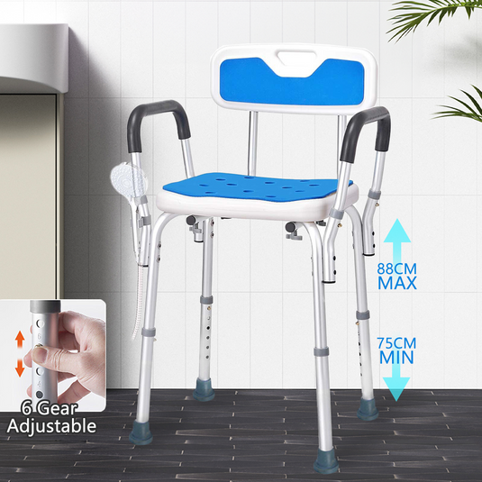 Shower Chair Bath Bench Arms Back for Inside Tub Adjustable Height 400lbs
