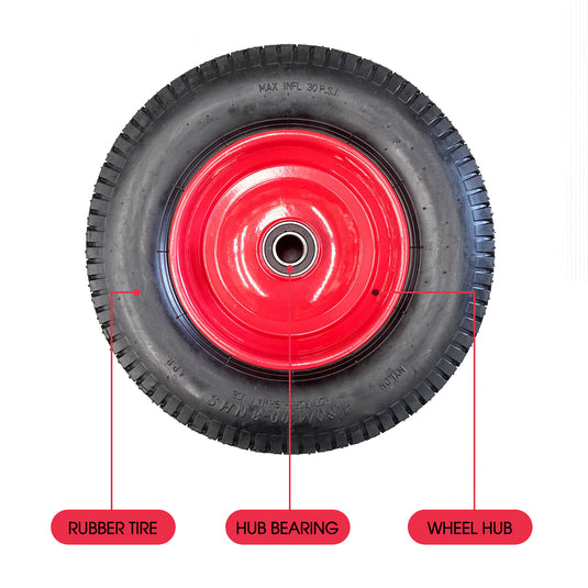 PORIYA 16" SOLID TYRE WHEELBARROW WHEELS FLAT FREE PUNCTURE PROOF 25mm Bore 6.5"-8"
