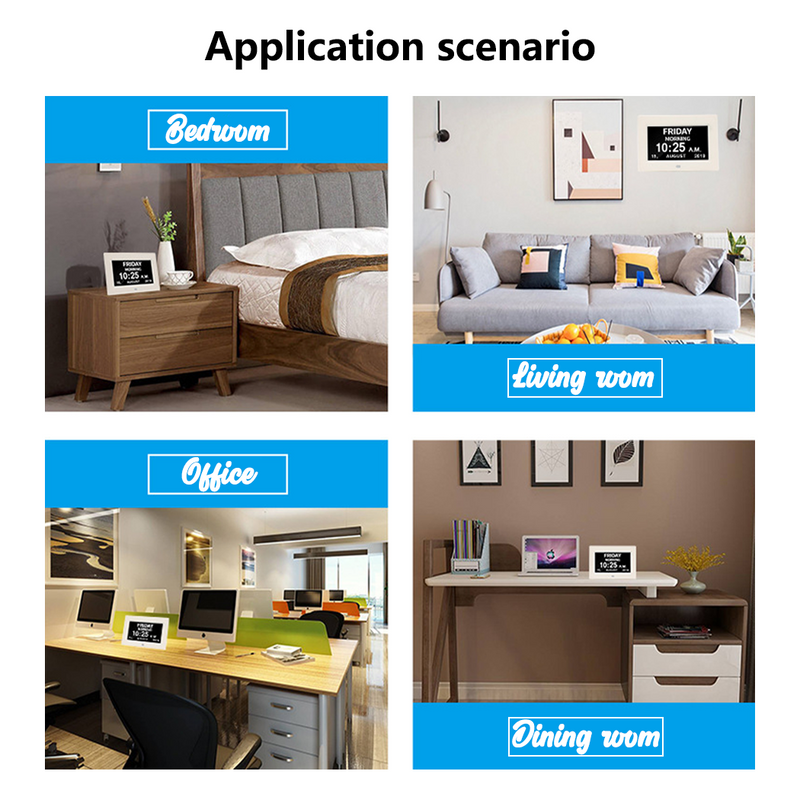 Load image into Gallery viewer, PORIYA 7/8‘’LED Dementia Digital Calendar Clock Alarm Day/Week/Month/Year Extra Large
