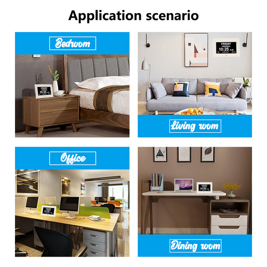 PORIYA 7/8‘’LED Dementia Digital Calendar Clock Alarm Day/Week/Month/Year Extra Large