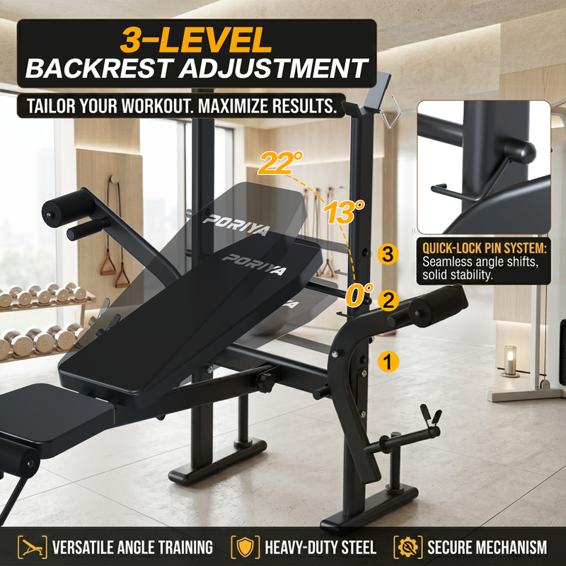 Load image into Gallery viewer, PORIYA Weight Bench Fitness Bench Adjustable Bench Press 8-In-1 Gym Equipment
