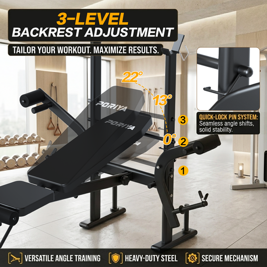 PORIYA Weight Bench Fitness Bench Adjustable Bench Press 8-In-1 Gym Equipment