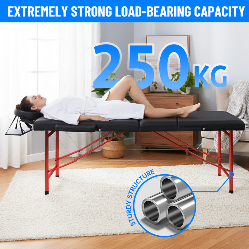 Load image into Gallery viewer, PORIYA 3-Fold Aluminum Massage Table Portable Folding Spa Beauty Therapy Massage Bed

