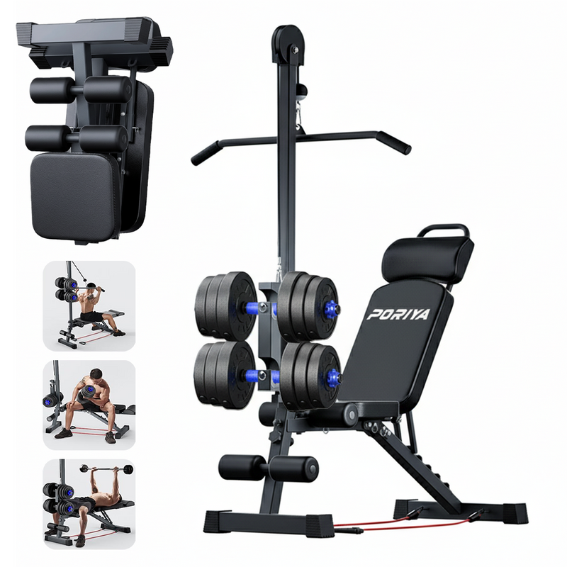 Load image into Gallery viewer, PORIYA 9In1 Foldable Adjustable Weight Bench Fitness Bench Adjustable Bench Gym
