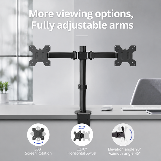 PORIYA Monitor Arm Dual Desk Mount 10-32'' Displays Screen Bracket Holder Black