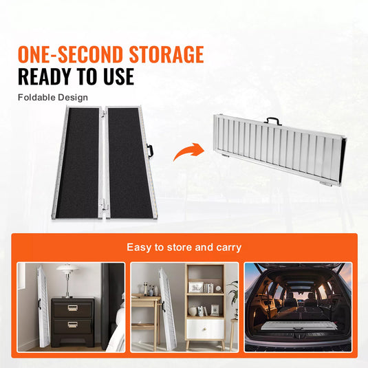 PORIYA Multi Size Aluminium Ramp Anti Slip Folding Loading Threshold  Portable Access