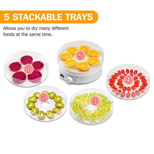 PORIYA 5/10 Trays Food Dehydrator Stainless Steel Fruit Dehydrators Jerky Dryer