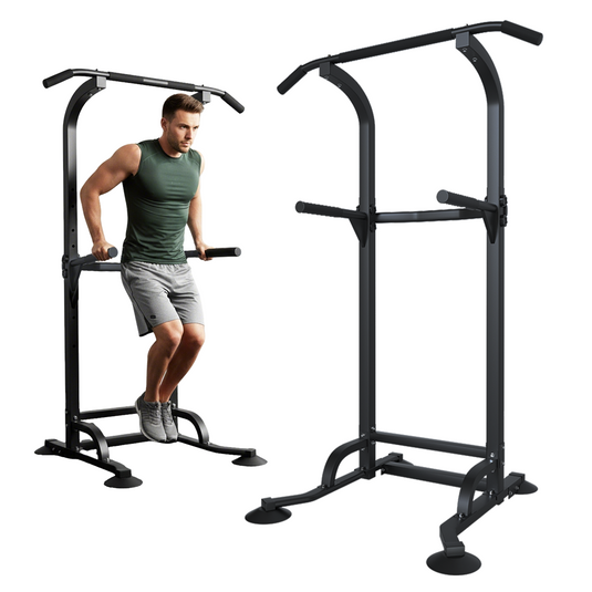 Foldable Power Tower Chin Up Station Push Pull Up Bar Knee Raise Weight Dip Gym
