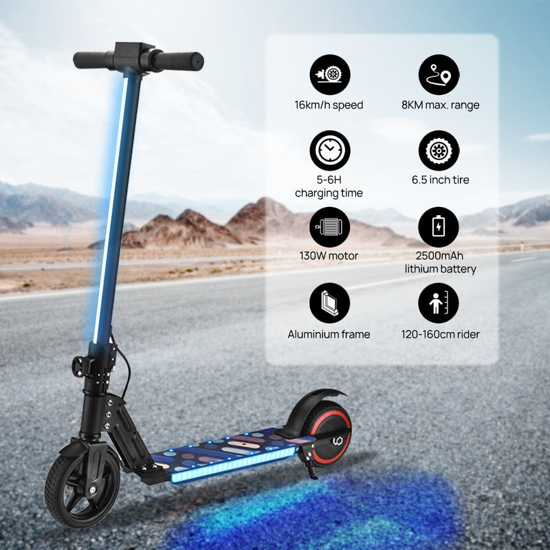 Load image into Gallery viewer, Electric Scooter 130W 16KM/H 8KM Range LED Light Folding Portable Ride Kids Teen
