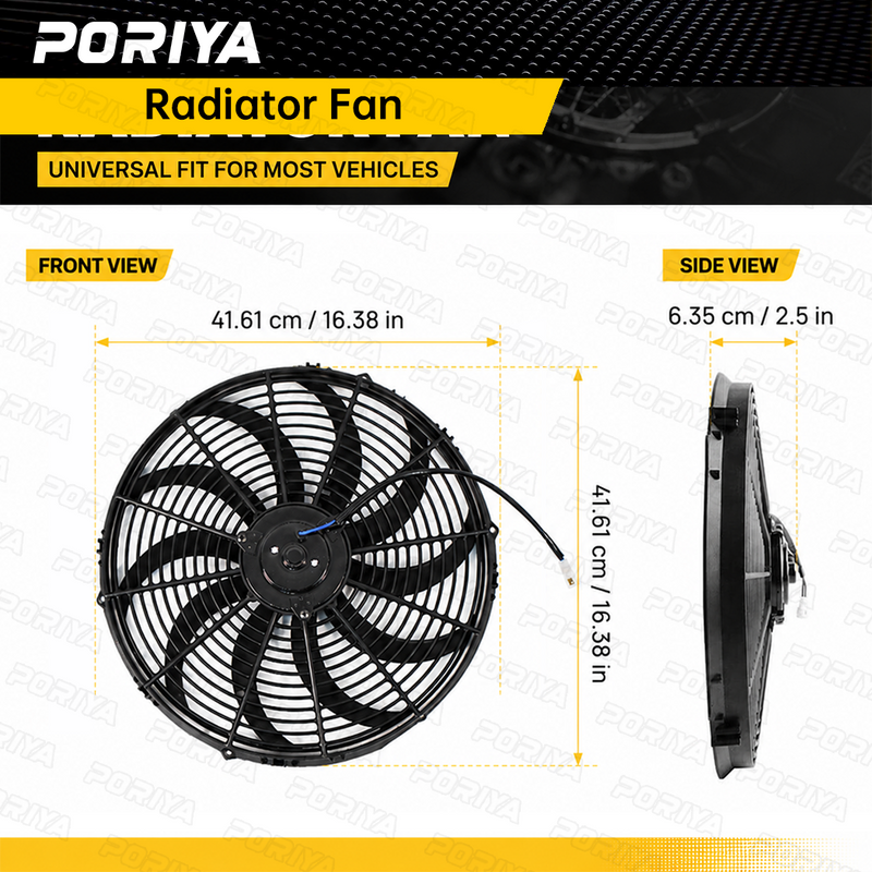 Load image into Gallery viewer, PORIYA 10'' 12" 16" 12V 80W/120W Electric Cooling Radiator Thermo Fan PULL PUSH NEW
