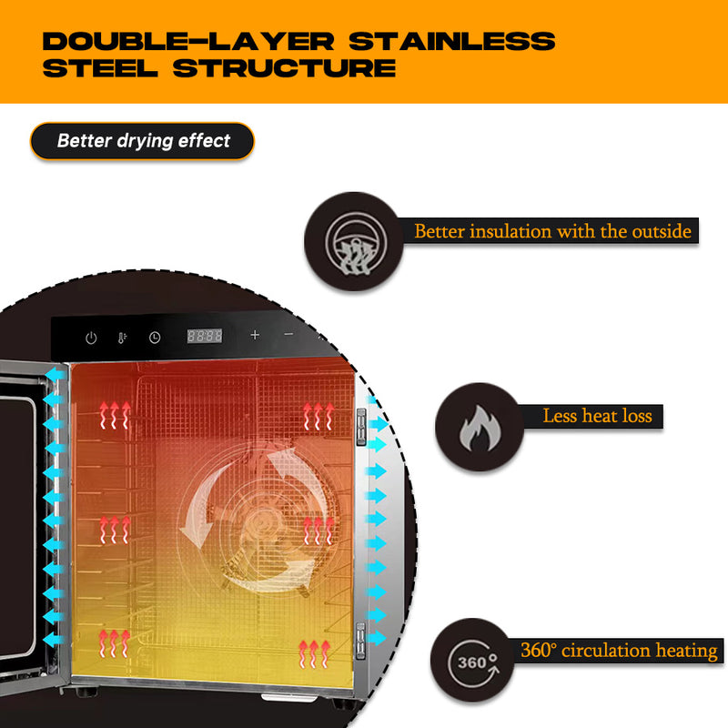 Load image into Gallery viewer, PORIYA 5/10 Trays Food Dehydrator Stainless Steel Fruit Dehydrators Jerky Dryer
